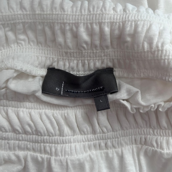 Anthropologie Top Tank Blouse Shirred Smocked Cotton Modal Sleeveless Ivory NWOT - Picture 9 of 12